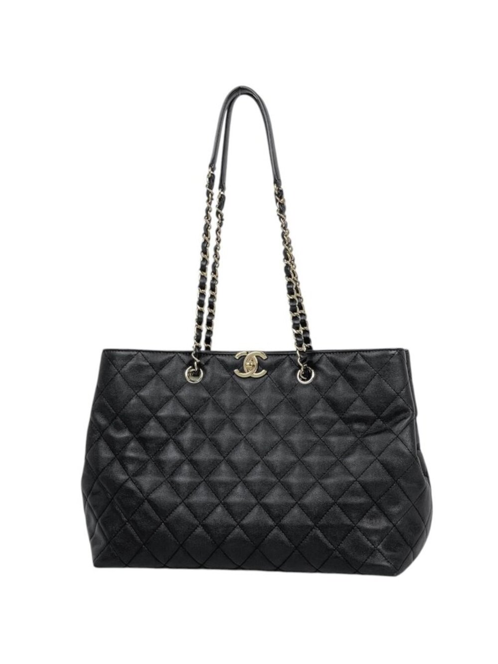 Chanel Tote Bag CC Logo Caviar Leather Black